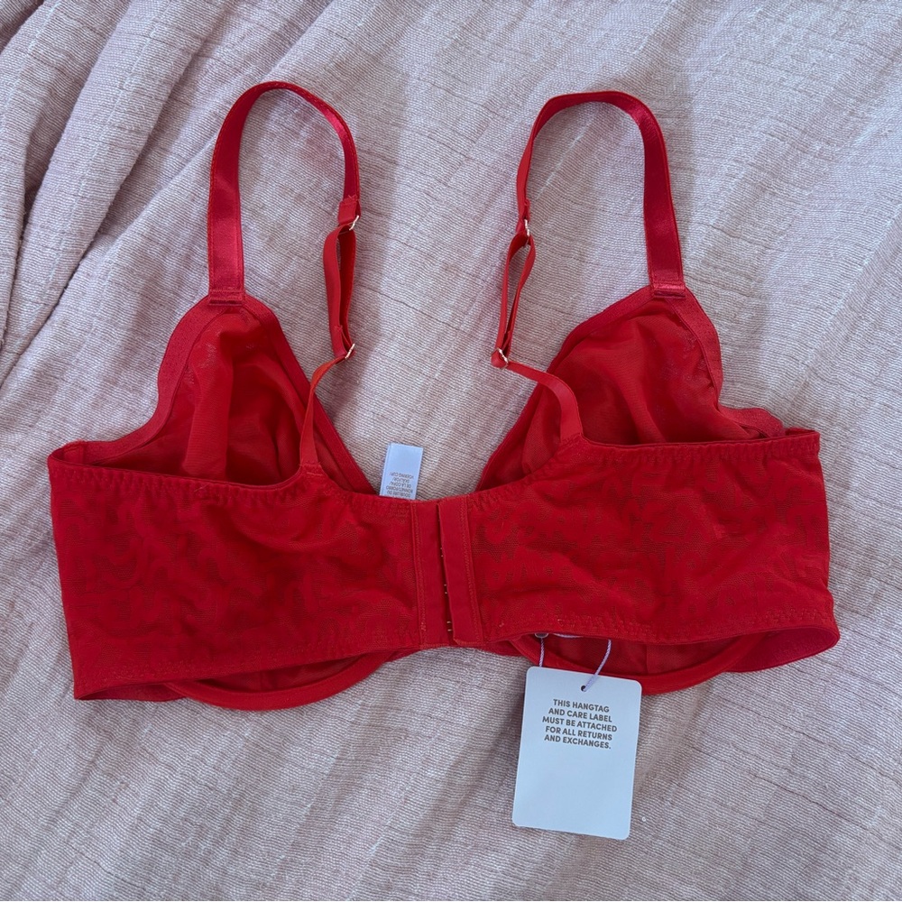 Elegant Red Lace Bra - Picture 2 of 3